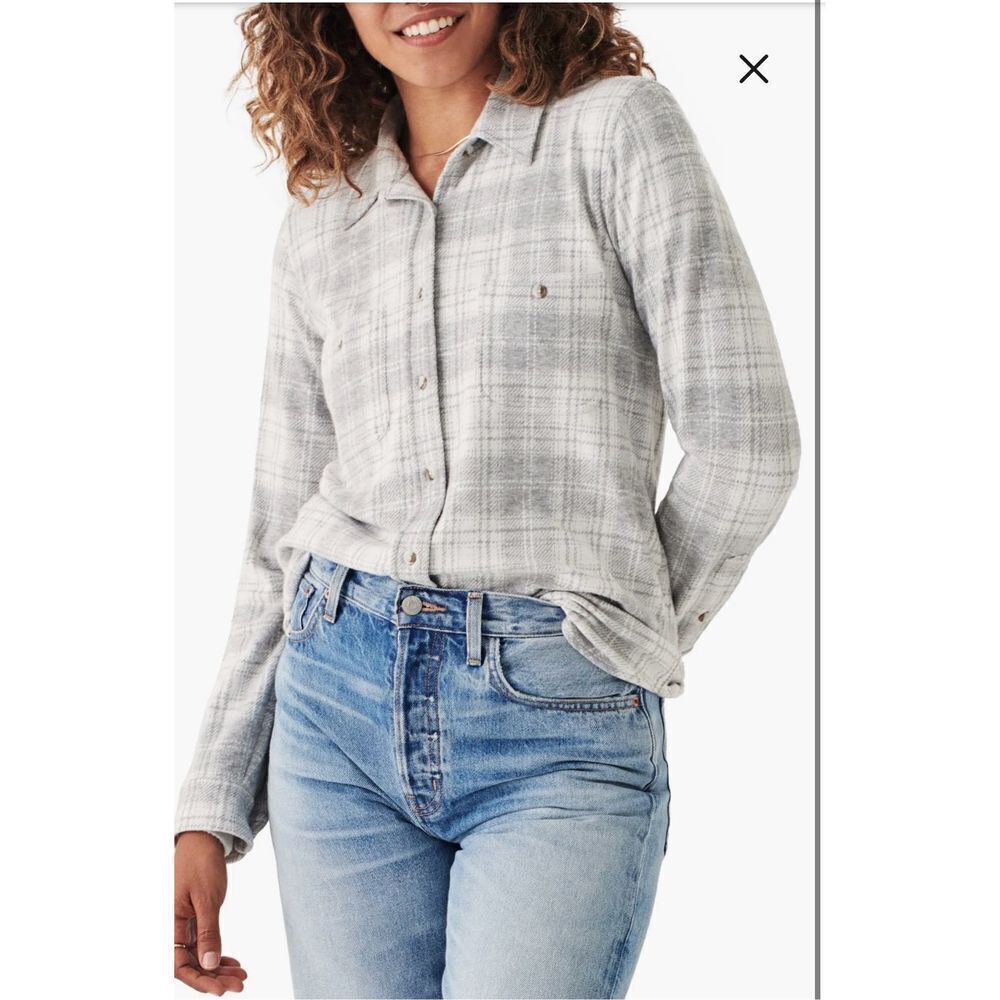 Faherty Legend Plaid Flannel Button-Up Shirt size small shacket